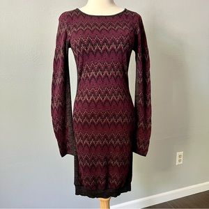 Free People Plum And Metallic Bodycon Dress